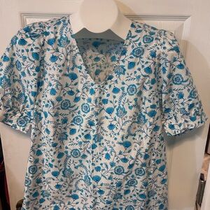 Draper James Blue and White Floral Blouse NWT
